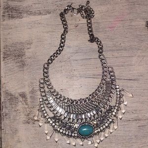 Long silver necklace